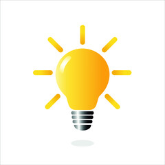 Shining light bulb with rays. Vector design element isolated on white. Vector design element. Light bulb with rays shine. Energy and idea symbol. analytical thinking for processing. Light bulb icon.