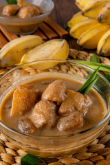Kolak pisang ubi or banana and sweet potato compote is popular dessert in Indonesia during Ramadhan. 

Kolak pisang ubi made from Coconut milk, Palm Sugar, banana, sweet potato and Pandanus Leaves