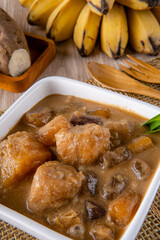 Kolak pisang ubi or banana and sweet potato compote is popular dessert in Indonesia during Ramadhan. 

Kolak pisang ubi made from Coconut milk, Palm Sugar, banana, sweet potato and Pandanus Leaves