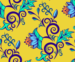 Vector ornamental hand drawing decorative baroque background. Ethnic seamless pattern ornament. Vector pattern. - 436897364