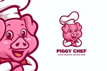 Pig Chef Cooking Food Cartoon Mascot Logo Template