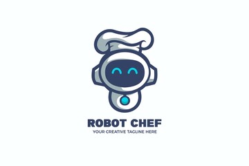 Robot Chef Cooking Food Cartoon Mascot Logo Template