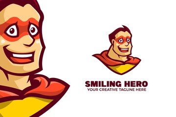 Smiling Superhero Cartoon Mascot Logo Template
