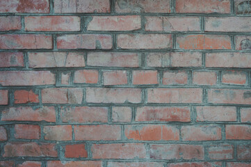 Grungy urban background. Weathered empty grunge brick wall. Dirty brickwall design banner.