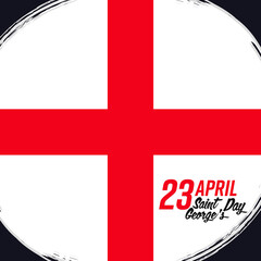 23 April, National England Day. St George's Day, England flag, banner with grunge brush. 