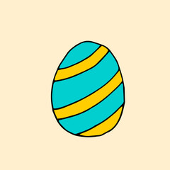 Colorful Easter egg with a pattern. Doodle. Vector. Hand-drawn illustration.