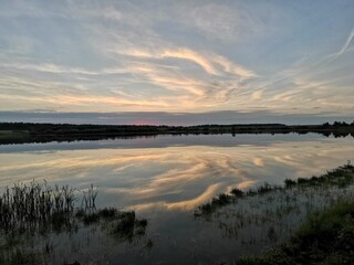 Fototapeta premium sunset over the lake