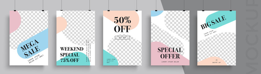 Sale poster template. Can be used for poster, brochure, magazine, app, card, book, flyer, banner, anniversary