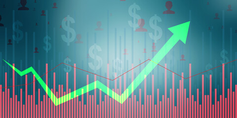 2d rendering Stock market online business concept. business Graph 
