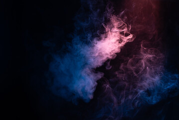 Blue and pink steam on a black background.
