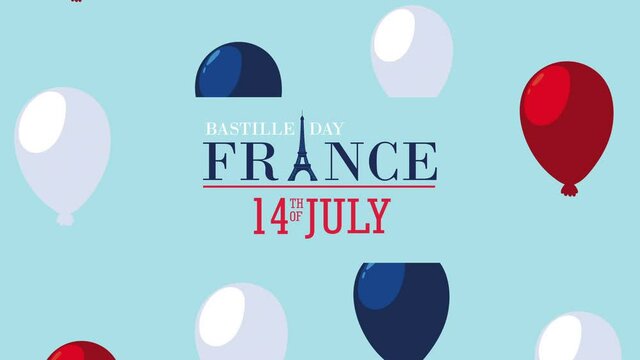 bastille day france celebration lettering with balloons helium