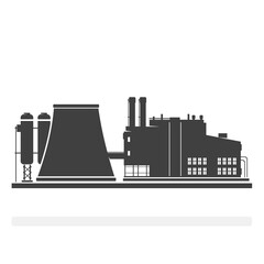 Nuclear Power Plant Industrial Factory Building - Silhouette Vector Illustration Art