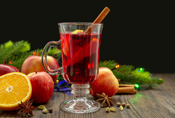 Mulled wine on a black background