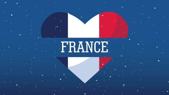 bastille day france celebration lettering in flag heart