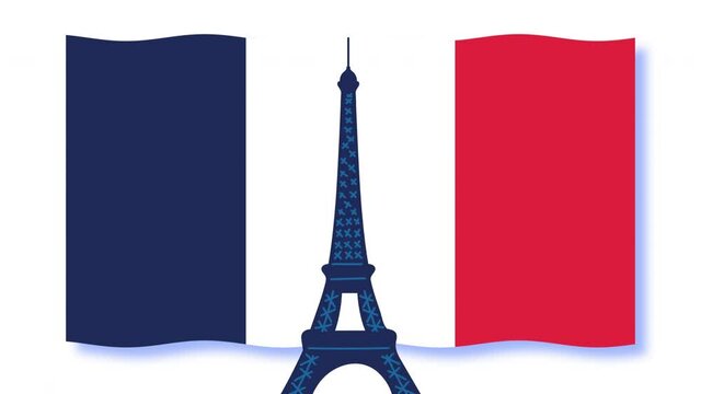 france flag and eiffel tower