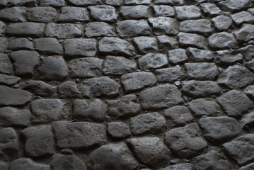 Stone Pavement. Granite Cobble Stoned Pavement Background