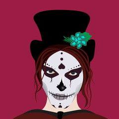 Mexican holiday, festival. Poster, banner and card with makeup