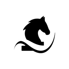 Black simple logo chess horse