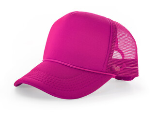 Side View Realistic Cap Mock Up In fuchsia Flash Color is a high resolution hat mockup to help you...