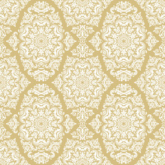 Orient vector classic pattern. Seamless abstract background with golden and white vintage elements. Orient background. Ornament for wallpaper and packaging © Fine Art Studio