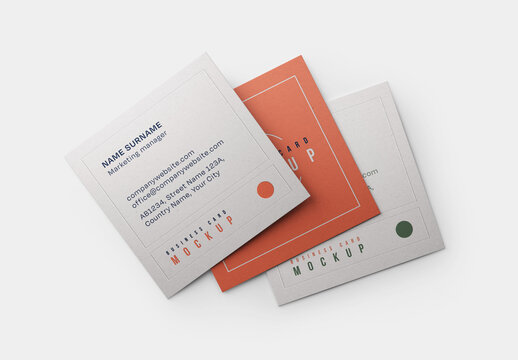 Square Business Cards Mockup