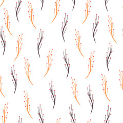 Floral seamless pattern. Hand drawn flowers and leaves. Vector background.