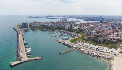 Fototapeta na wymiar Aerial view of the touristic harbor in Constanta, Romania