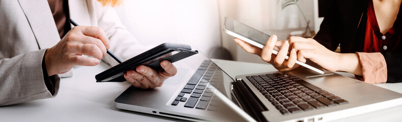 Businesswoman use laptop ,analytics and financial and bank technology concept, chart from computer laptop,Business growth concept