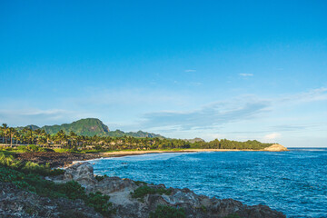 Fototapeta na wymiar Shipwreck beach as viewed from Poipu point on island of Hawaii
