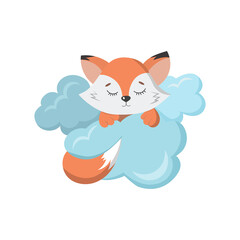Сute fox with clouds