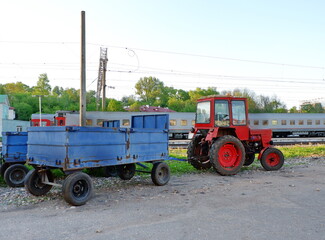 Obraz premium tractor and truck for cargo transportation