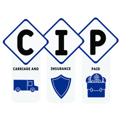 CIP - Carriage and Insurance Paid acronym. business concept background.  vector illustration concept with keywords and icons. lettering illustration with icons for web banner, flyer, landing pag