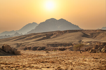 Fototapeta na wymiar sinai mountains. mountains Sharm el Sheikh at the southern tip of the Sinai Peninsula. Desert with mountains. Sinai, Egypt. Magnificent Landscape