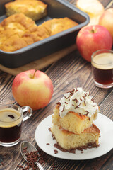 Freshly cooked apple pie with whipped creme
