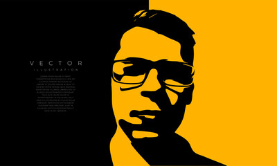 Vector illustration of a guy with glasses. The concept of a modern man.