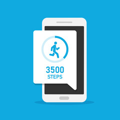 Fitness tracking on mobile phone vector illustration