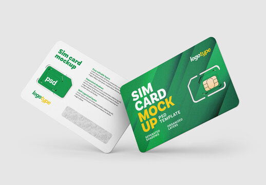 Sim Cards Mockup, Plastic Card
