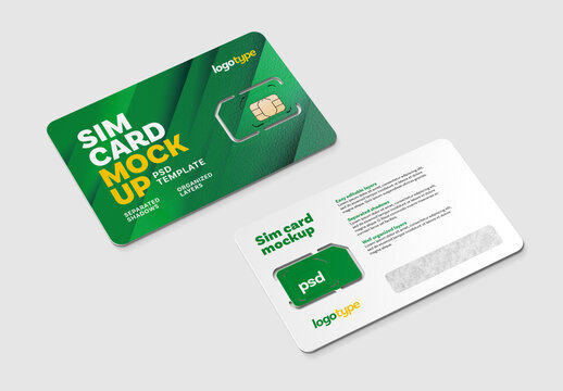 Sim Cards Mockup, Plastic Card for Design and Branding Projects