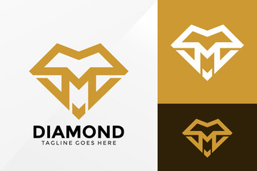 M Diamond Logo Design, Brand Identity Logos Designs Vector Illustration Template