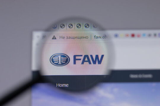 Los Angeles, California, USA - 1 June 2021: FAW Group logo or icon on website page, Illustrative Editorial.