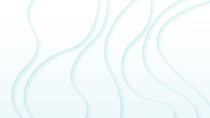 White Abstract Wavy Paper Cut Background with Shadows, Vector. Modern Design Objects