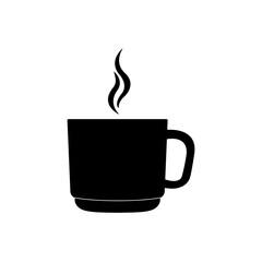 A cup of hot aromatic coffee on a white background.