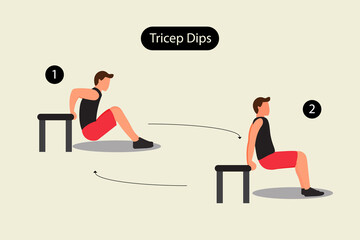 Men workout fitness,Triceps Dip exercise
