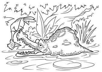 Coloring book for children with a dinosaur