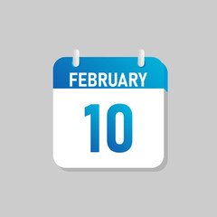 White daily calendar Icon February in a Flat Design style. Easy to edit Isolated vector Illustration.