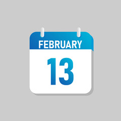 White daily calendar Icon February in a Flat Design style. Easy to edit Isolated vector Illustration.