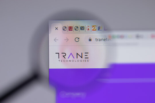 Los Angeles, California, USA - 1 June 2021: Trane Technologies logo or icon on website page, Illustrative Editorial.