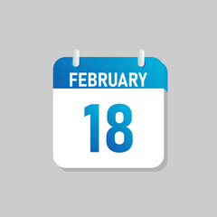 White daily calendar Icon February in a Flat Design style. Easy to edit Isolated vector Illustration.