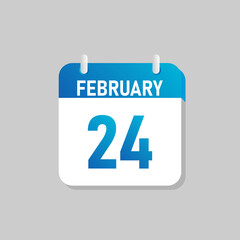 White daily calendar Icon February in a Flat Design style. Easy to edit Isolated vector Illustration.