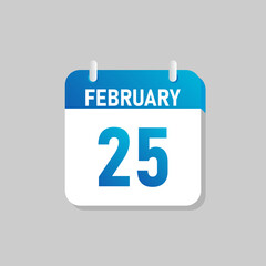 White daily calendar Icon February in a Flat Design style. Easy to edit Isolated vector Illustration.